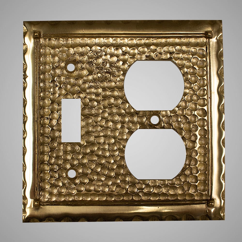 1 Toggle, 1 Duplex Wall Switch Plate - Hammered Design