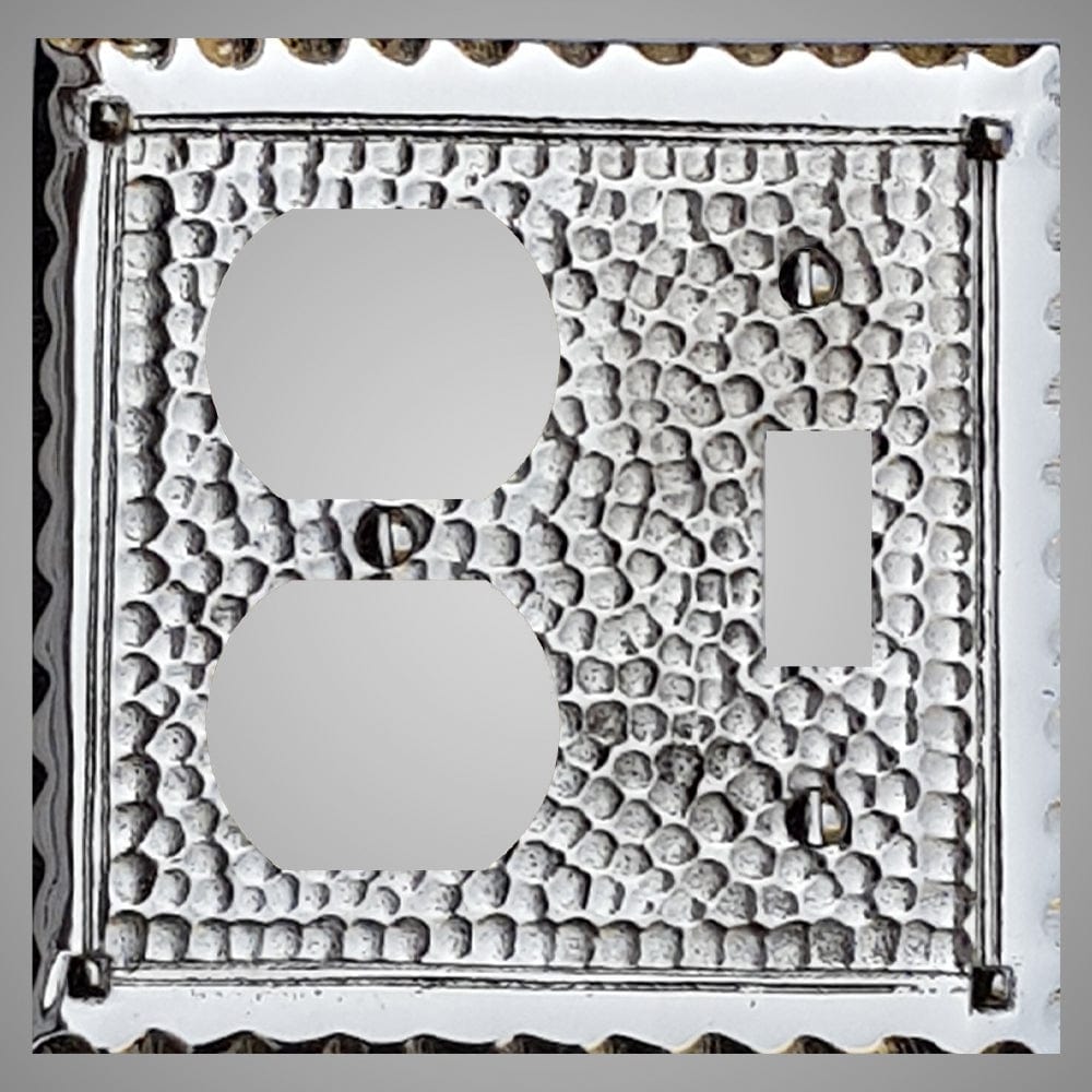 1 Toggle, 1 Duplex Wall Switch Plate - Hammered Design
