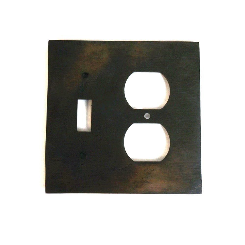 1 Toggle, 1 Duplex Wall Switch Plate - Hammered Design
