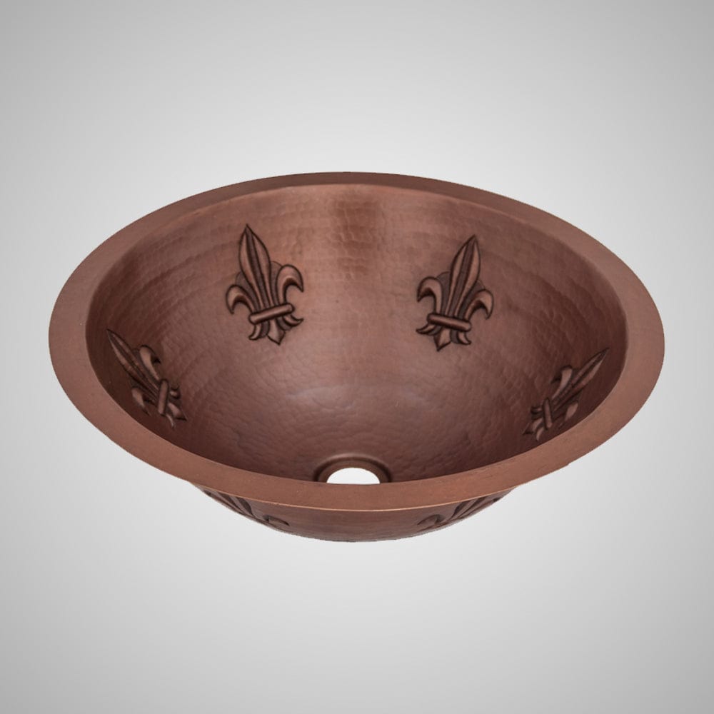 15" Robito Hammered Copper Fleur-de-lis Drop-In Bath Sink