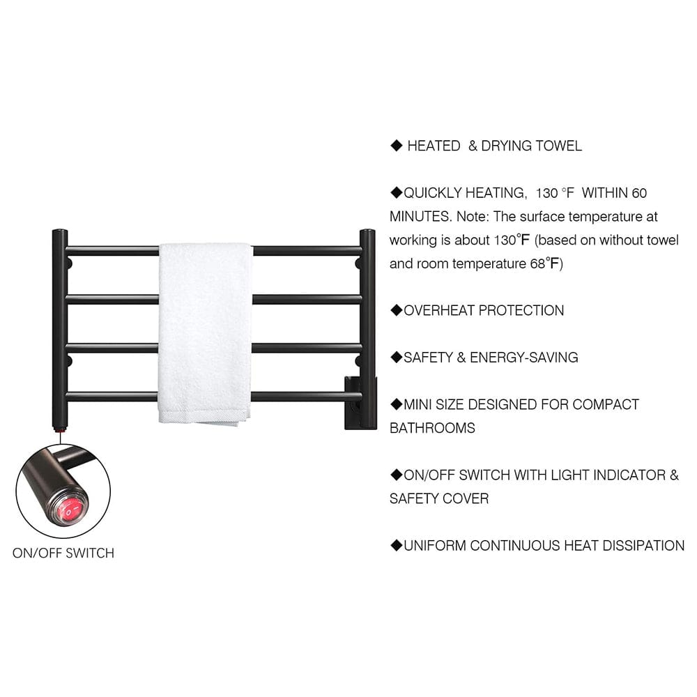 16" Tall 4 Square Bar Hardwired/Plug-in Wall-Mount Towel Warmer