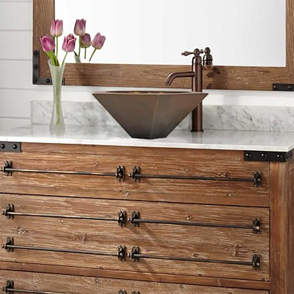 17 1/2" Labaro Hexagonal Hammered Copper Vessel Sink
