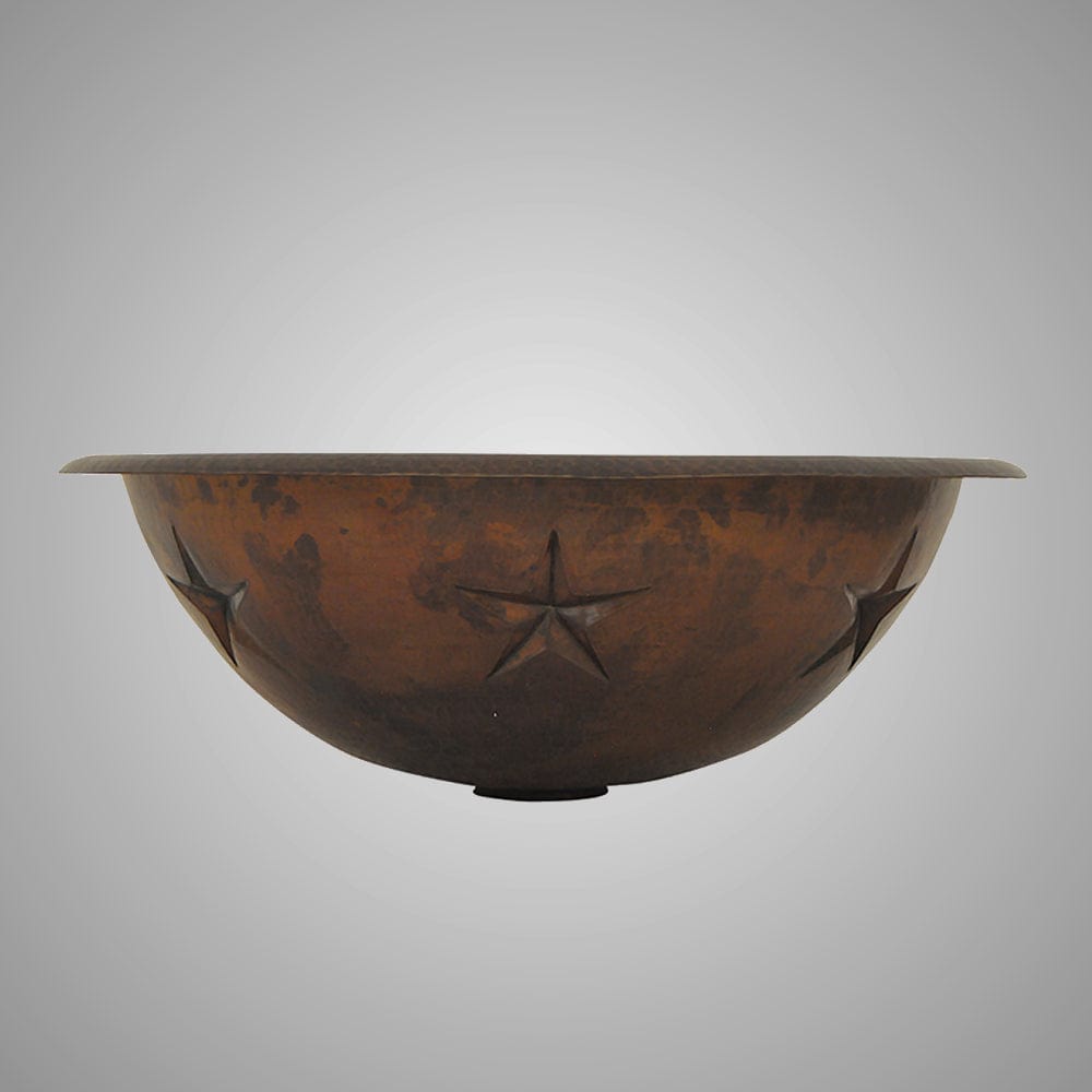 17" Arriba Hammered Copper Star Drop-In Bath Sink