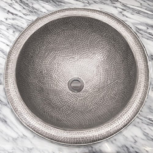 17" Lucien Pewter-Plated Hammered Copper Drop-In Sink