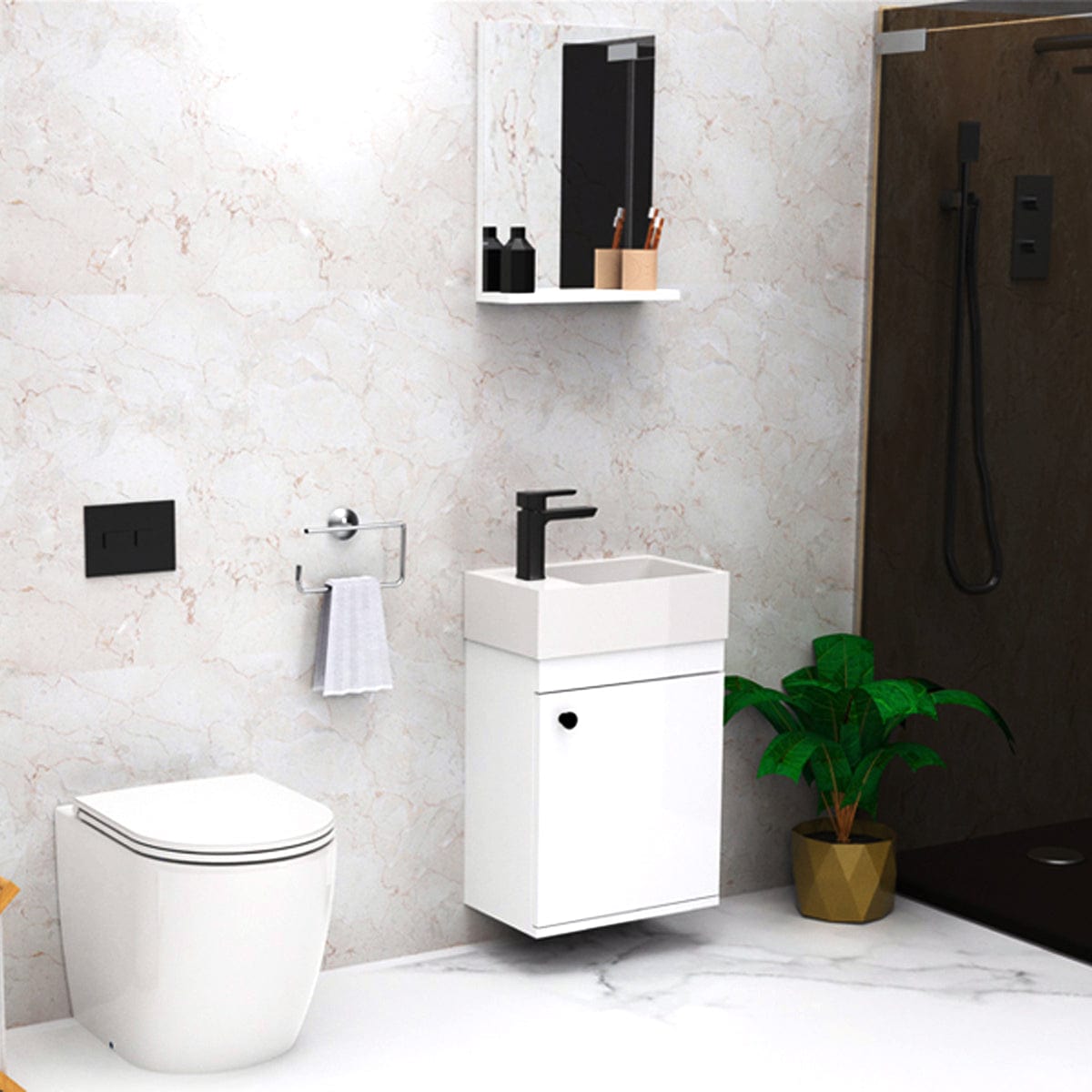 18" Osbourne Wall-Mount Vanity Cabinet with Mirror and Sink