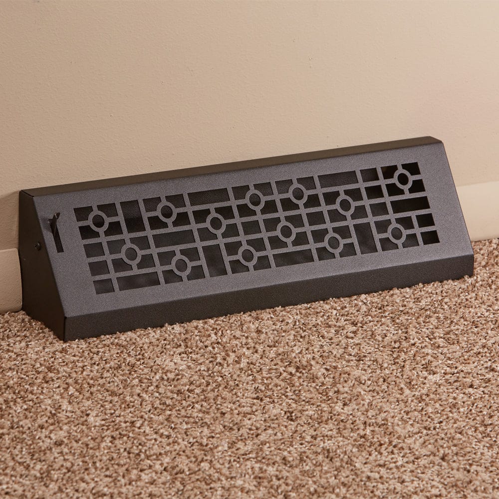 18" Solid Steel Modern Baseboard Register - Matte Black