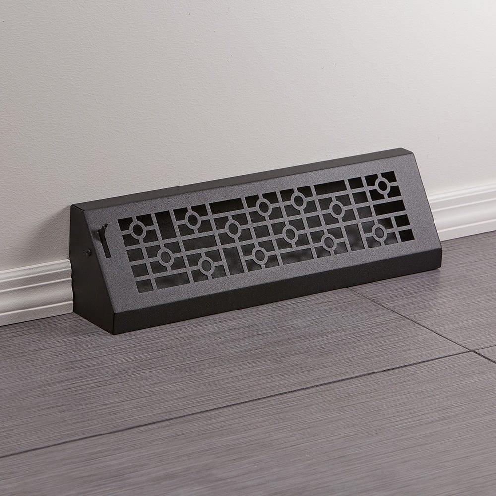 18" Solid Steel Modern Baseboard Register - Matte Black