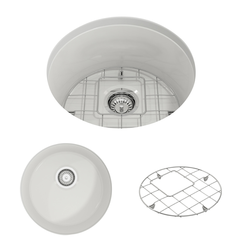 18" Traler Fireclay Round Single-Bowl Undermount Sink