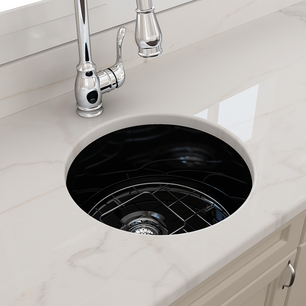 18" Traler Fireclay Round Single-Bowl Undermount Sink