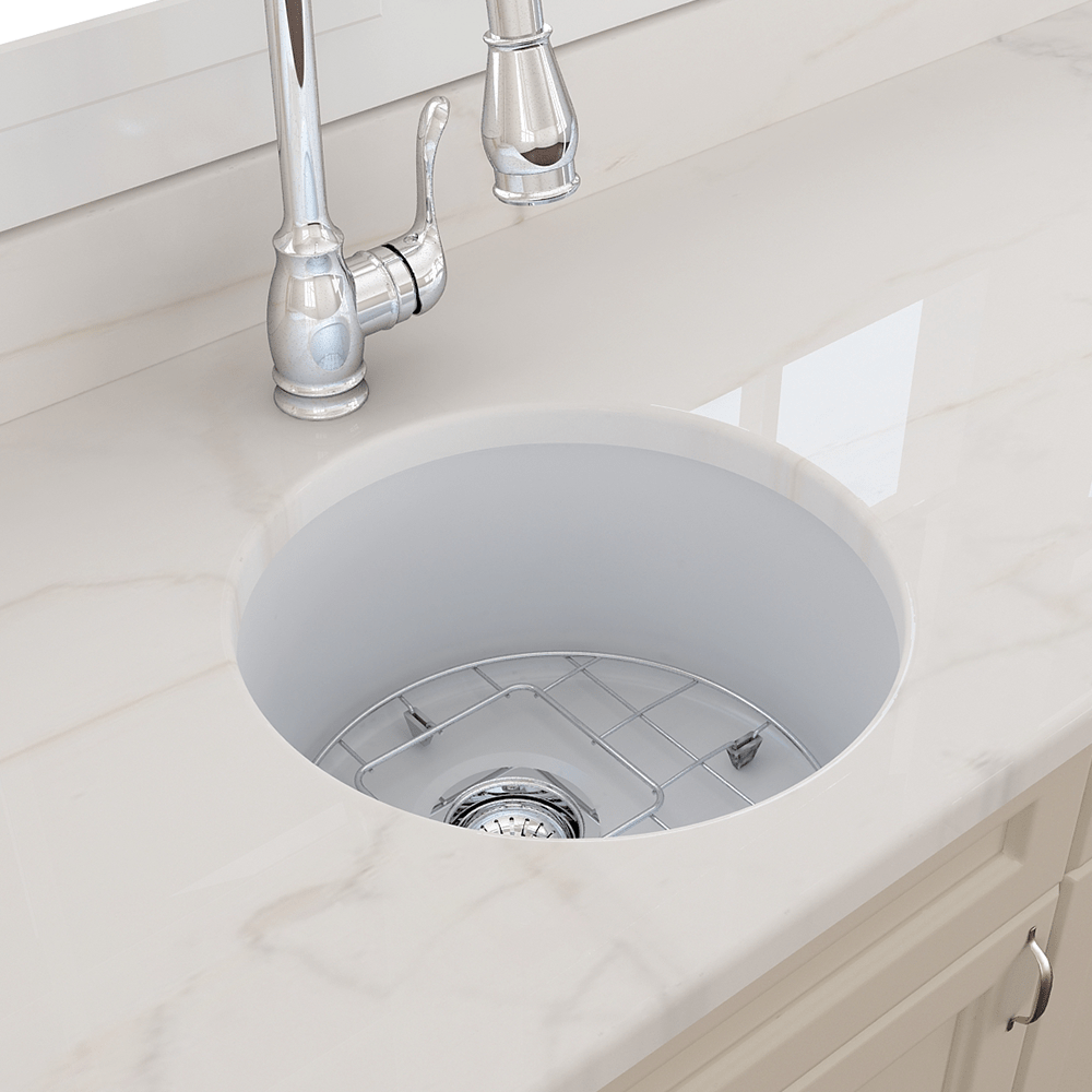 18" Traler Fireclay Round Single-Bowl Undermount Sink