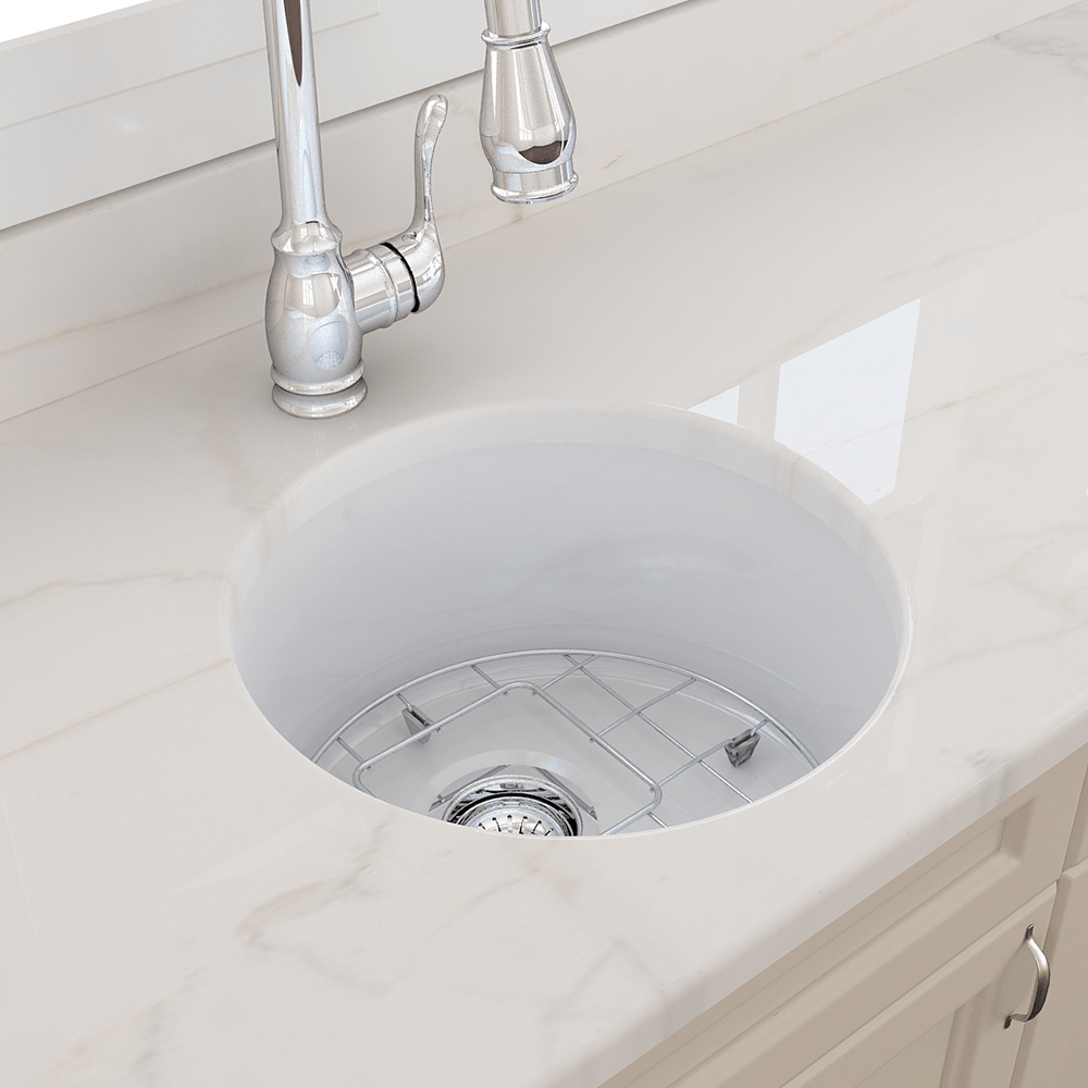 18" Traler Fireclay Round Single-Bowl Undermount Sink