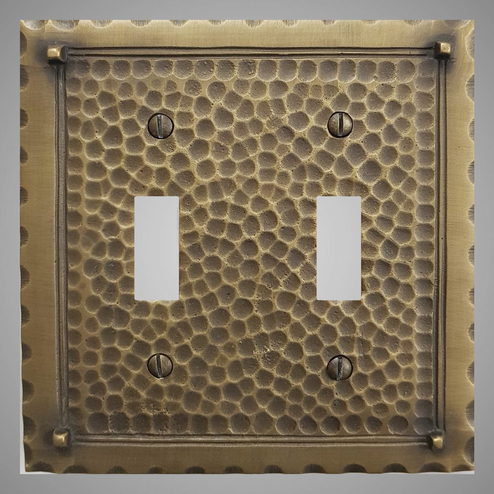 2 Gang Toggle Light Switch Plate - Hammered Design