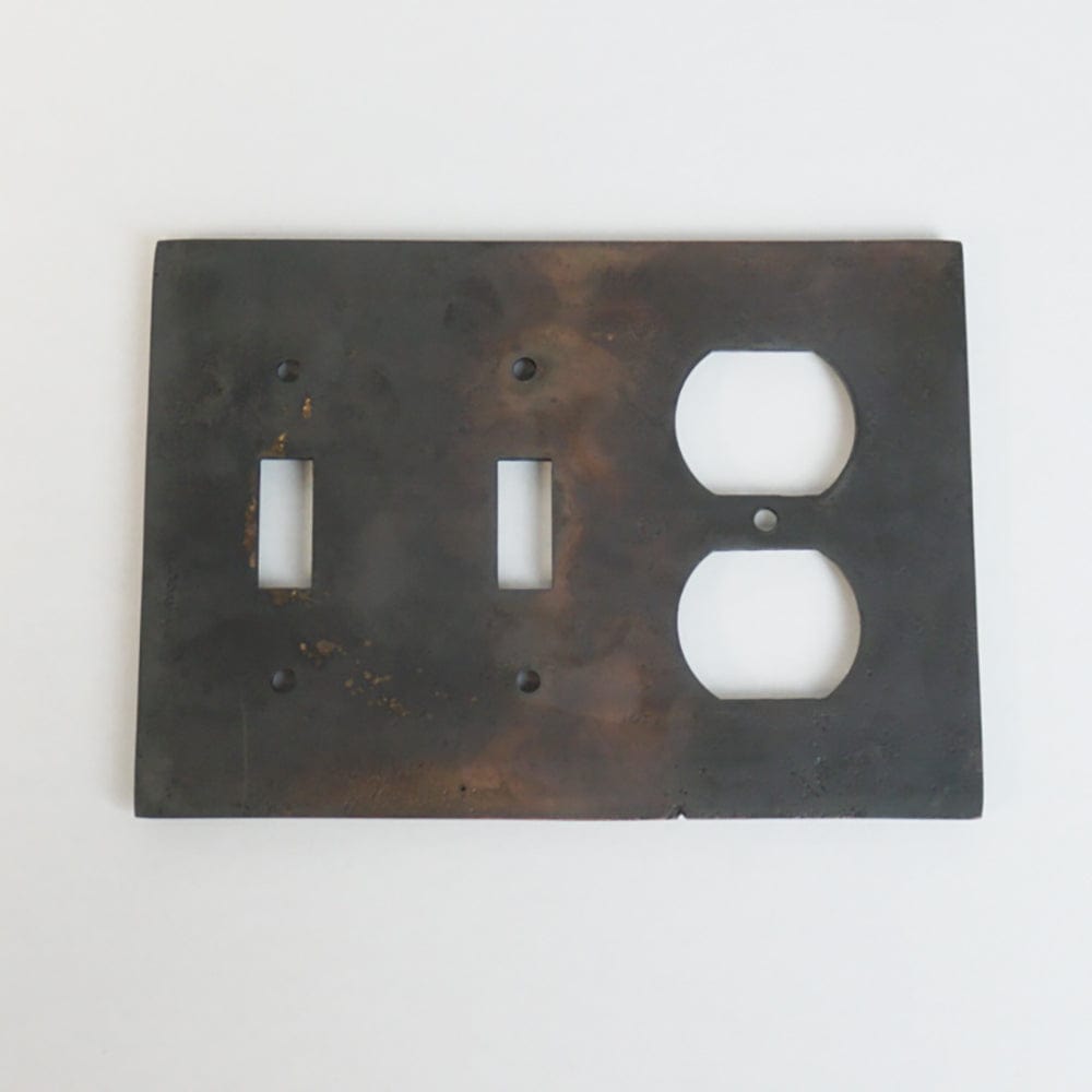 2 Toggle, 1 Duplex Wall Switch Plate - Hammered Design
