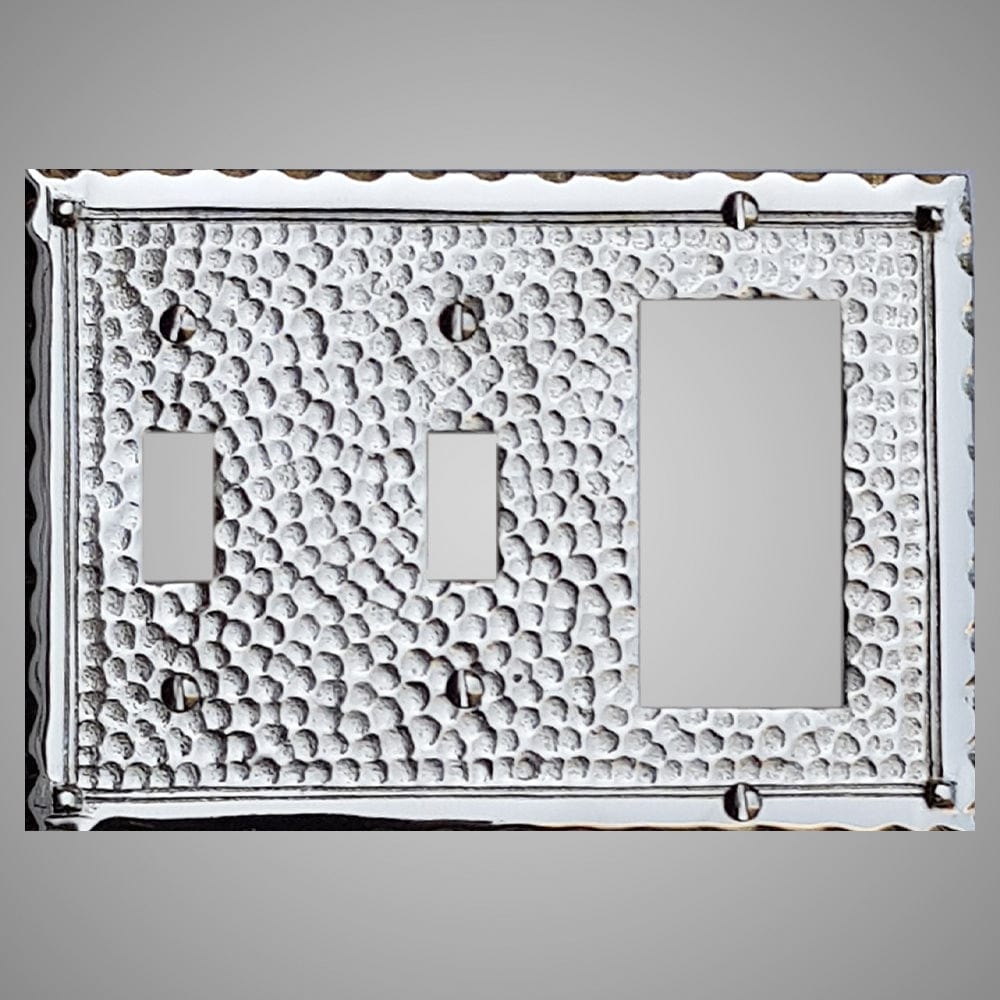 2 Toggle, 1 Rocker Wall Switch Plate - Hammered Design