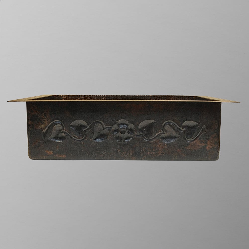 22" Celaya Hammered Copper Flower Design Single-Bowl Drop-In Kitchen Sink