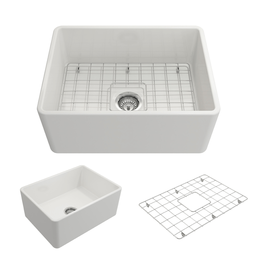 24" Dreason Fireclay Single-Bowl Farmhouse Kitchen Sink