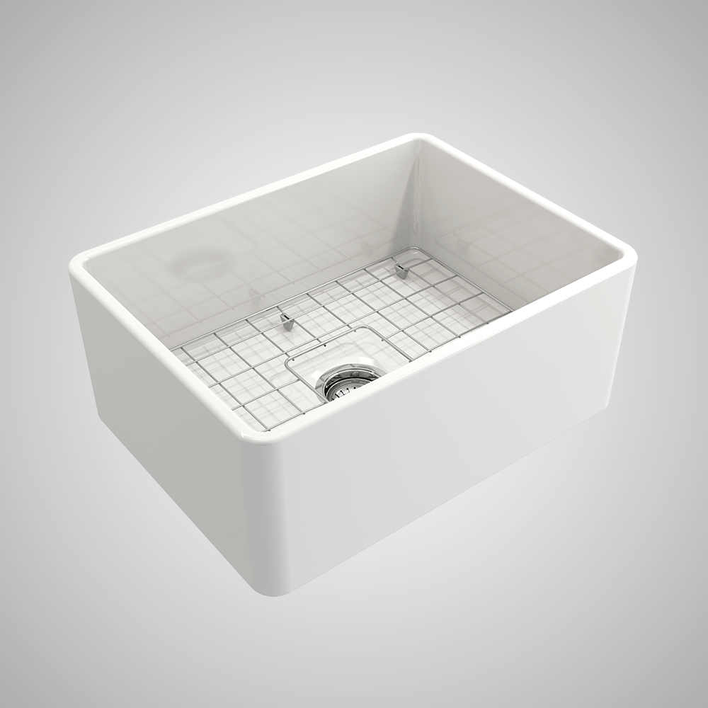 24" Dreason Fireclay Single-Bowl Farmhouse Kitchen Sink