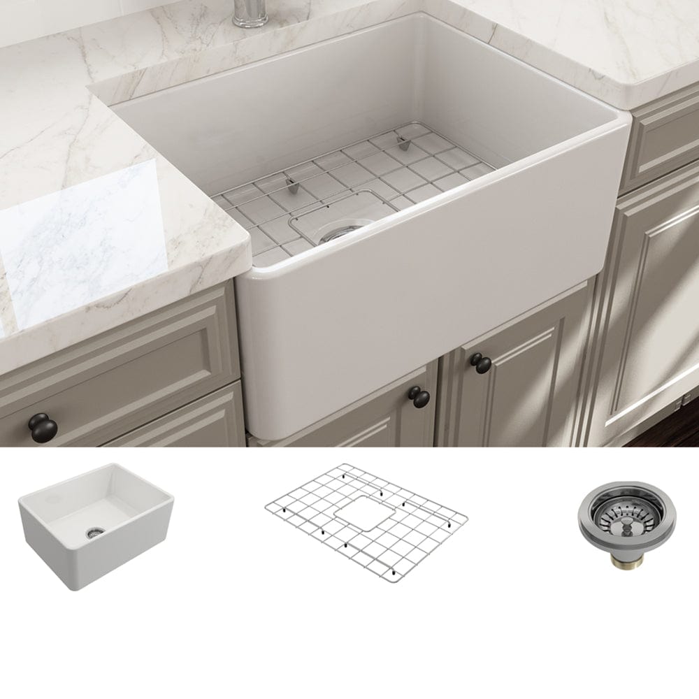 24" Dreason Fireclay Single-Bowl Farmhouse Kitchen Sink