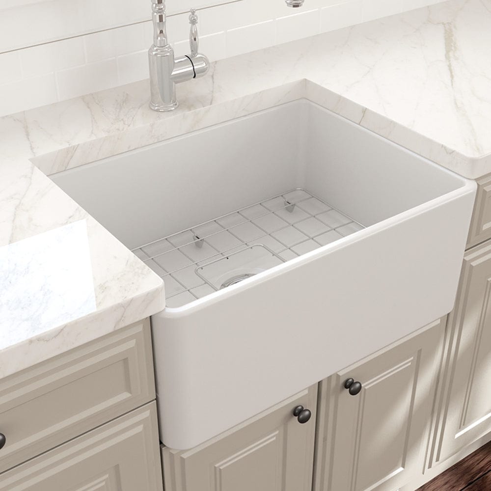 24" Dreason Fireclay Single-Bowl Farmhouse Kitchen Sink