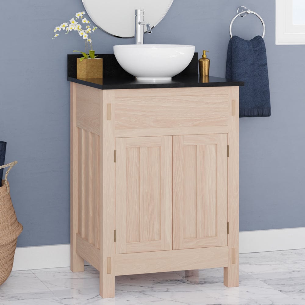 24" Mission Unfinished Red Oak Vanity for Vessel Sink - 34" Height