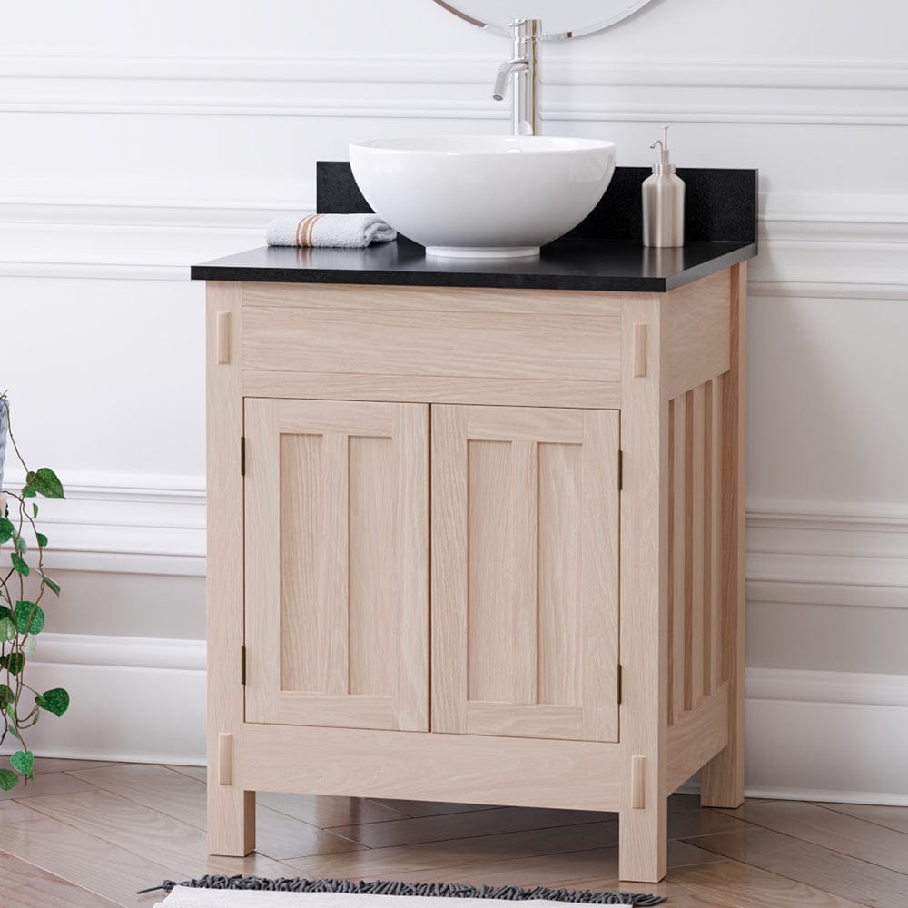 24" Mission Unfinished Red Oak Vanity for Vessel Sink