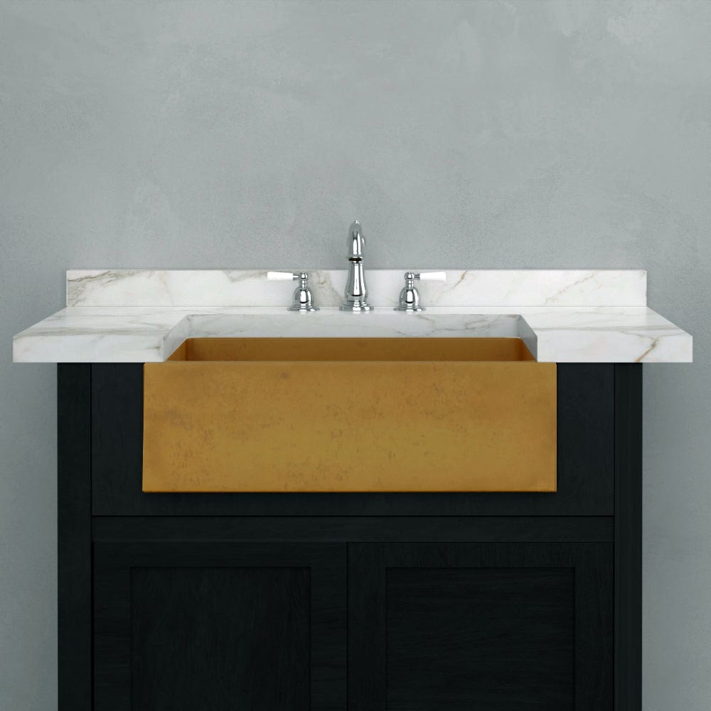 24" Murray Cast Concrete Smooth Apron Single-Bowl Farmhouse Sink - Vintage Brown