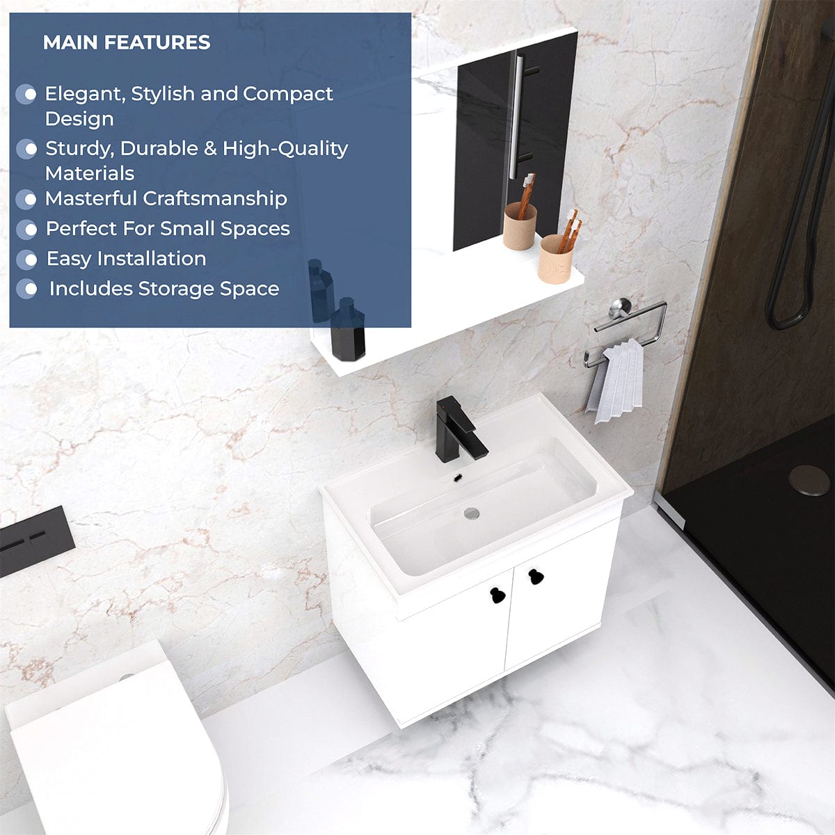 24" Osbourne Wall-Mount Vanity Cabinet with Mirror and Sink