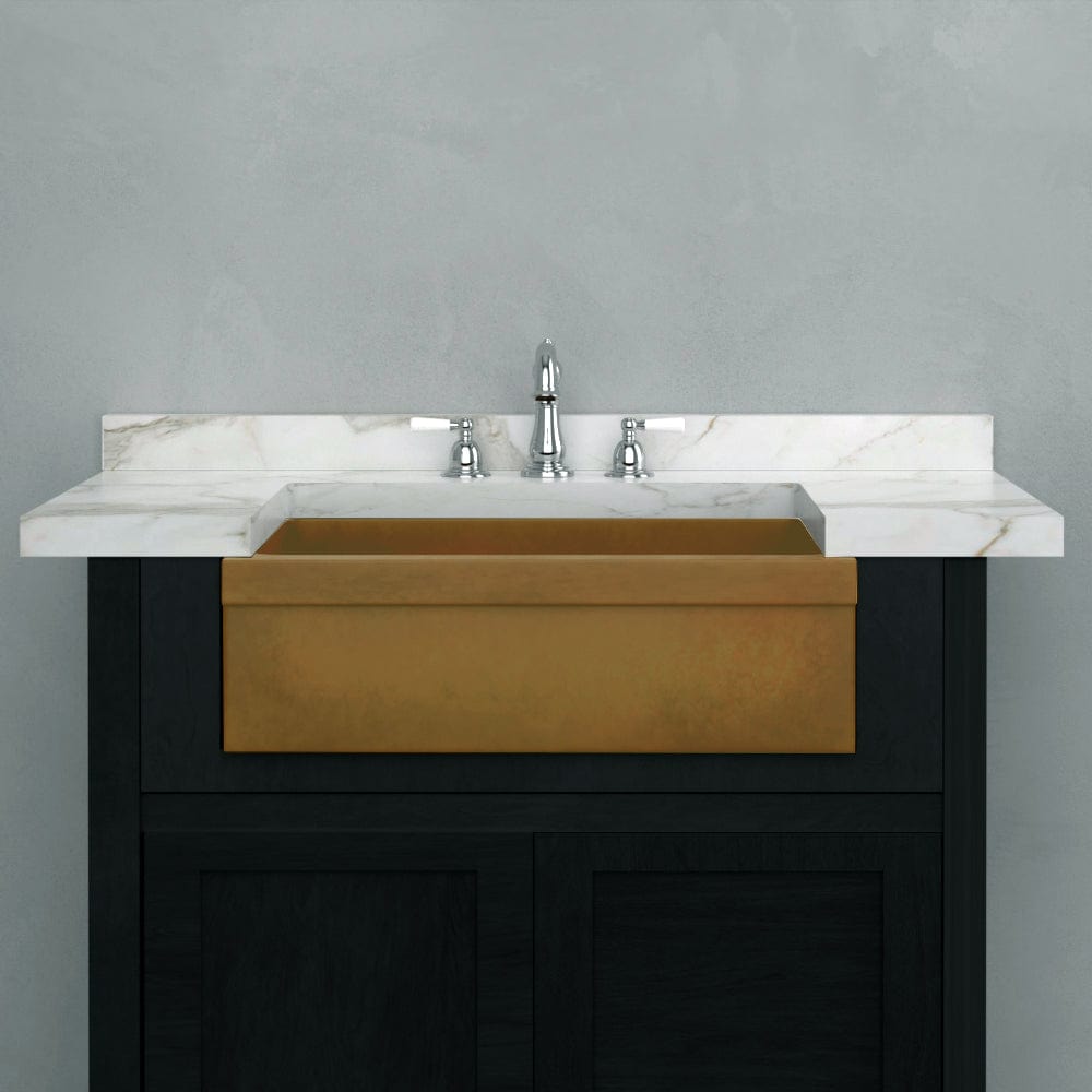 24" Ramis Cast Concrete Smooth Apron Single-Bowl Farmhouse Sink with Top Lip - Vintage Brown