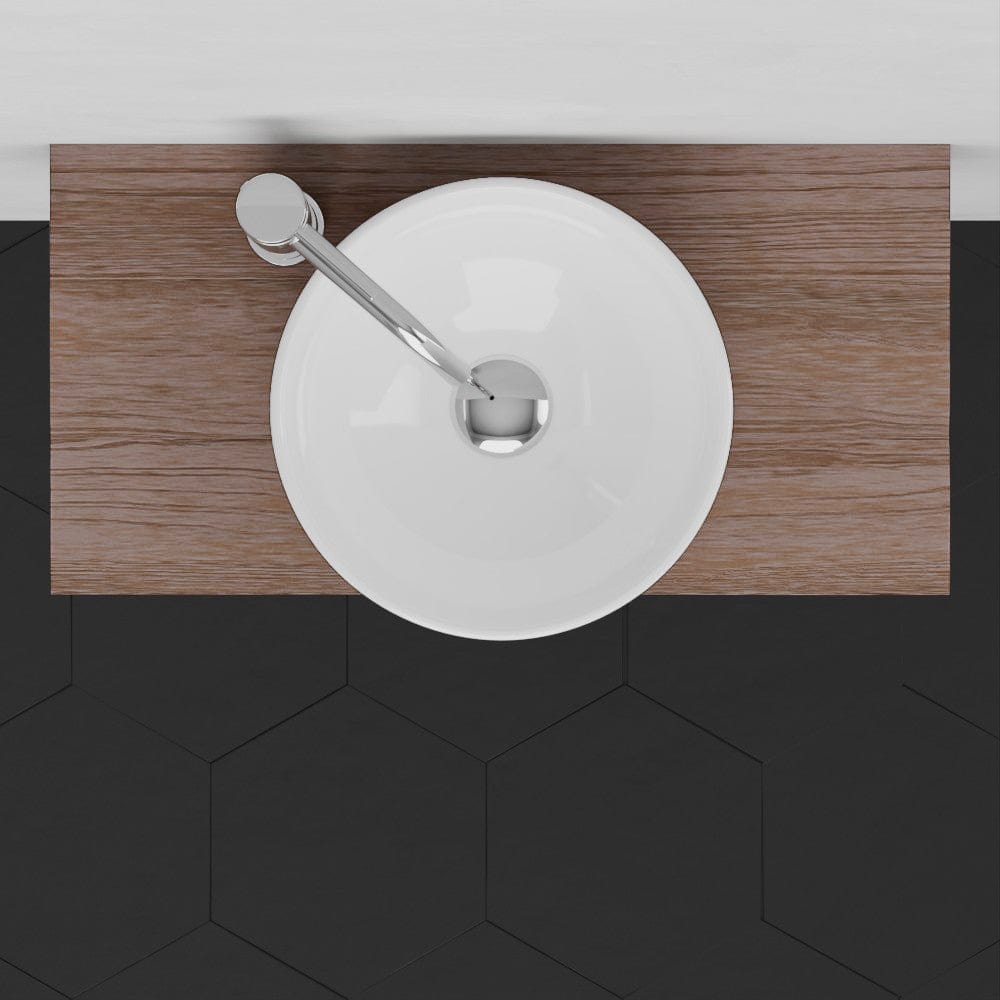 24" Thaxton Teak Wall-Mount Vessel Vanity with Towel Bar - Whitewash