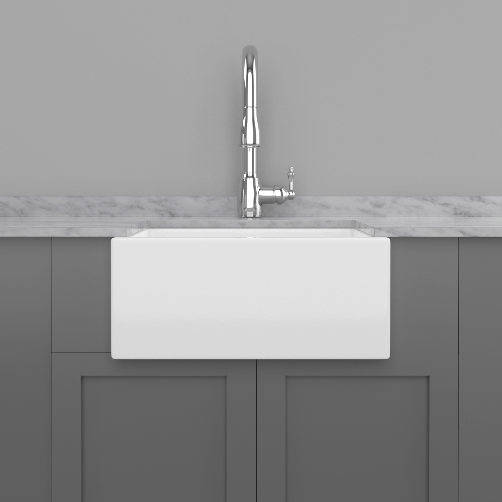 24" Velia Handcrafted Fireclay Single-Bowl Smooth Apron Farmhouse B-Grade Sink - White