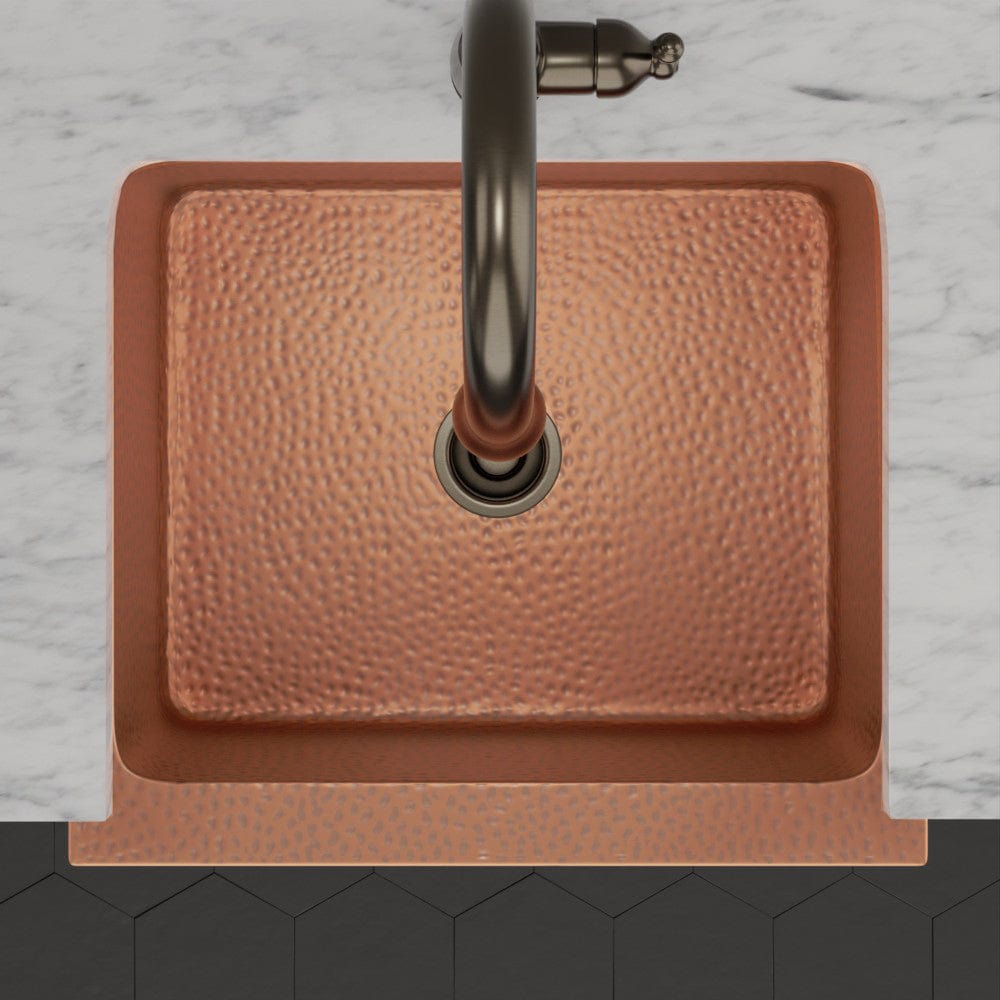 25" Atoka Hammered Copper Single-Bowl Farmhouse Sink