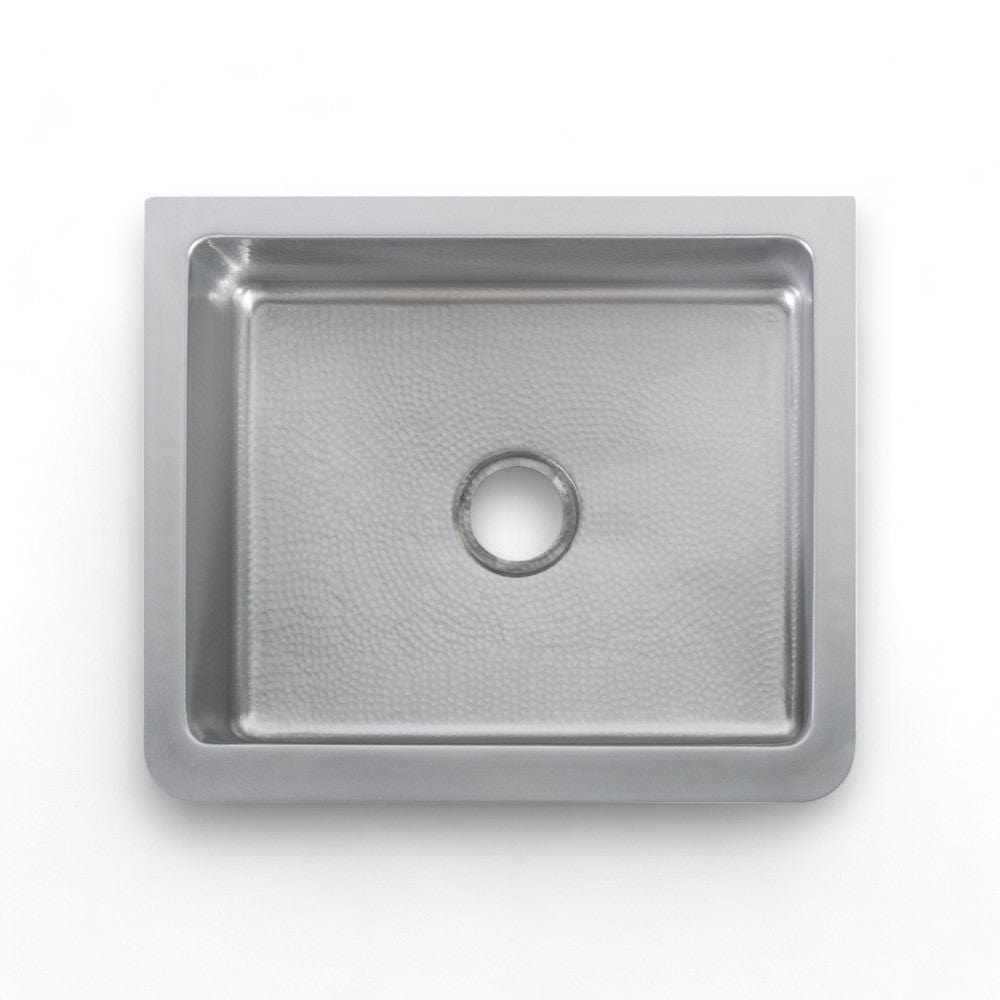 25" Glenmore Stainless Steel Farmhouse Sink - Matte Hammered Steel