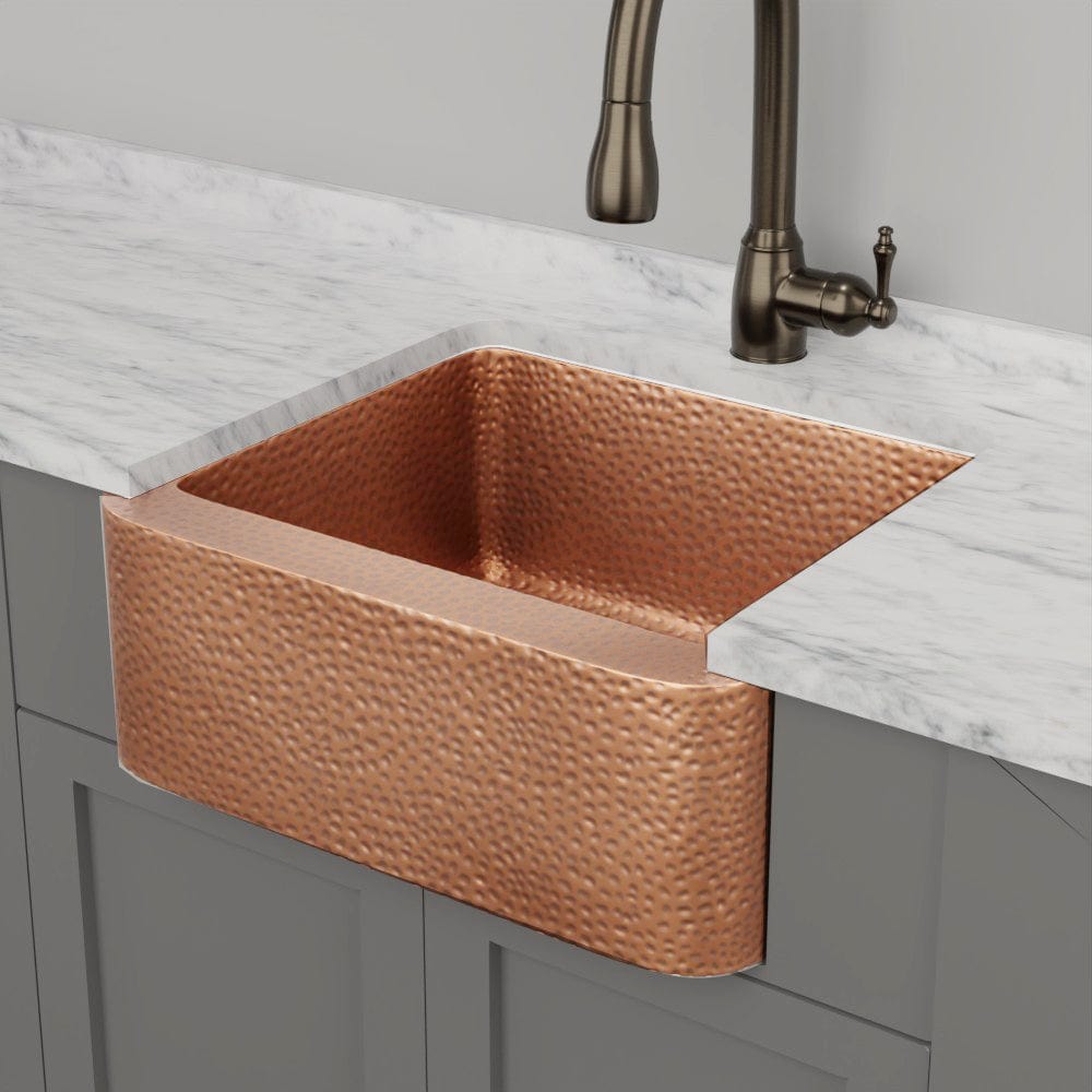 25" Sinclair Hammered Copper Single-Bowl Farmhouse Sink