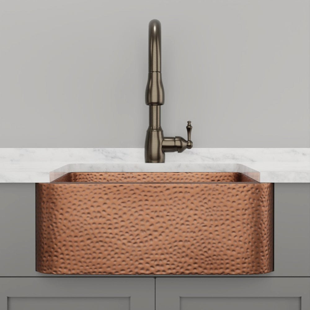 25" Sinclair Hammered Copper Single-Bowl Farmhouse Sink