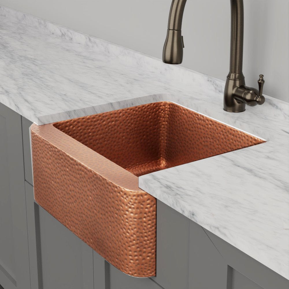 25" Sinclair Hammered Copper Single-Bowl Farmhouse Sink