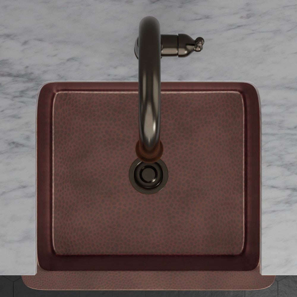 25" Verdin Single Bowl Hammered Copper Farmhouse Sink - Antique Copper Interior with Dark Copper Exterior