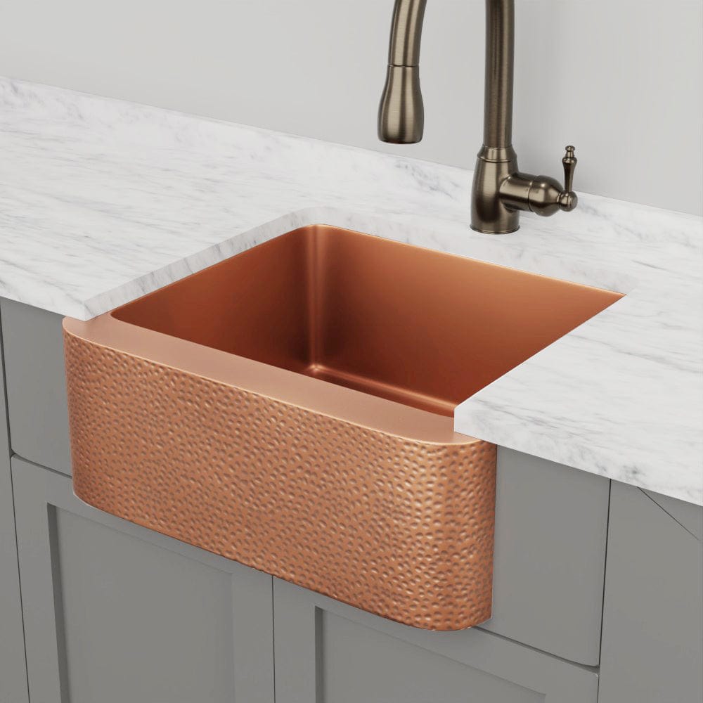 25" Wheaton Copper Hammered Apron Single-Bowl Farmhouse Sink