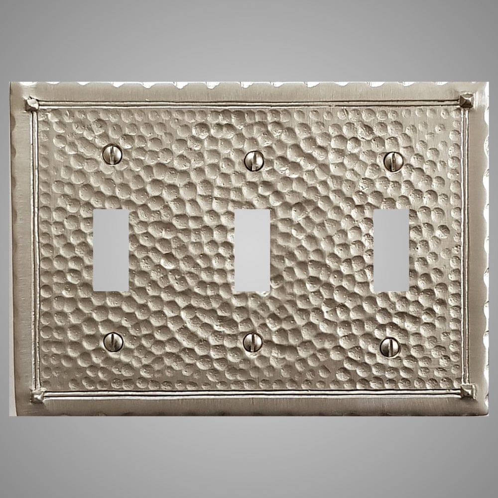3 Gang Toggle Wall Switch Plate - Hammered Design
