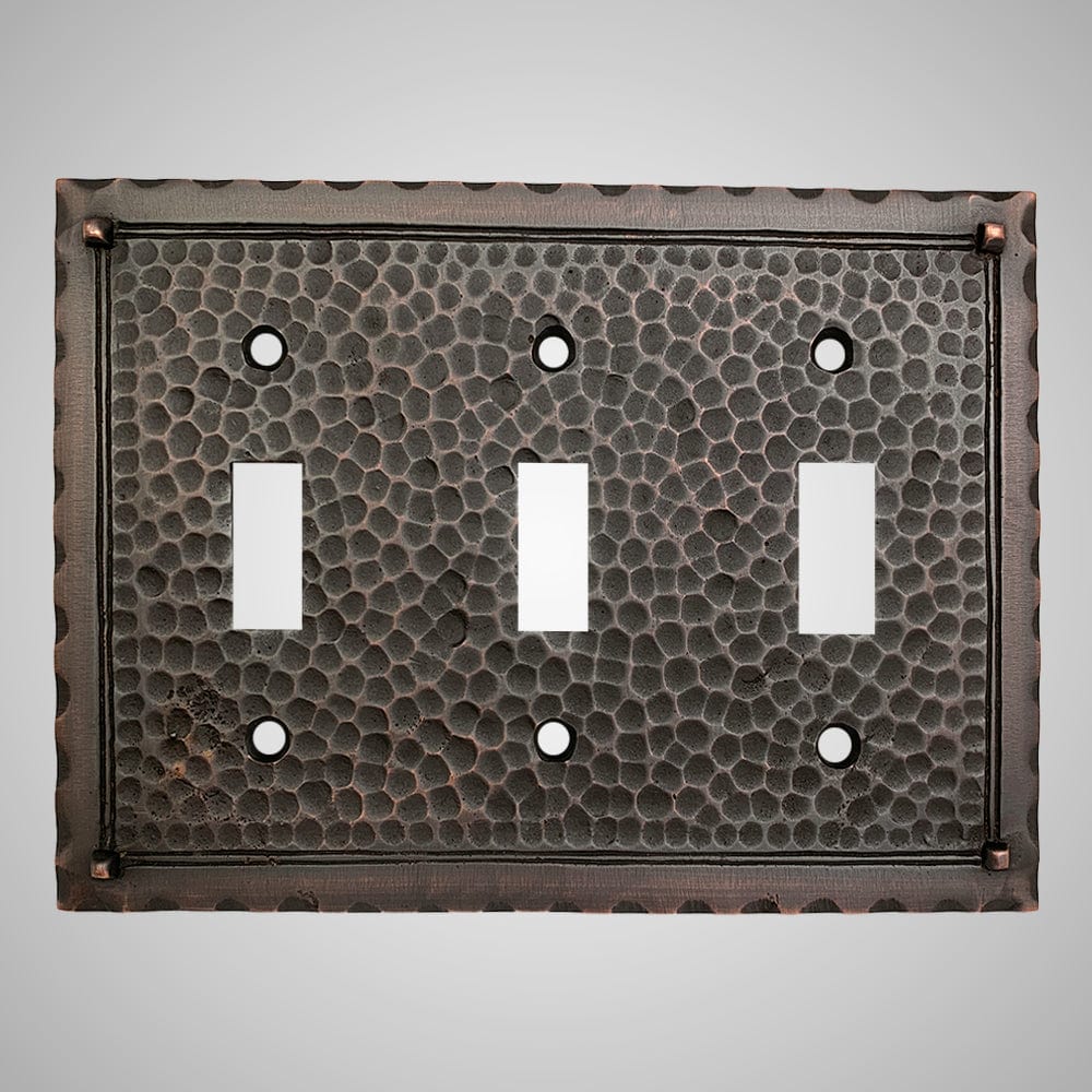 3 Gang Toggle Wall Switch Plate - Hammered Design