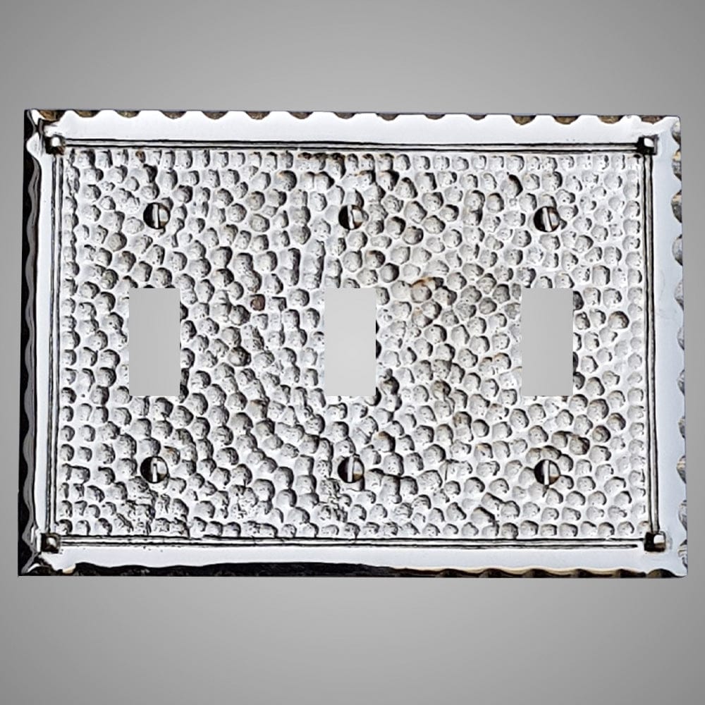 3 Gang Toggle Wall Switch Plate - Hammered Design