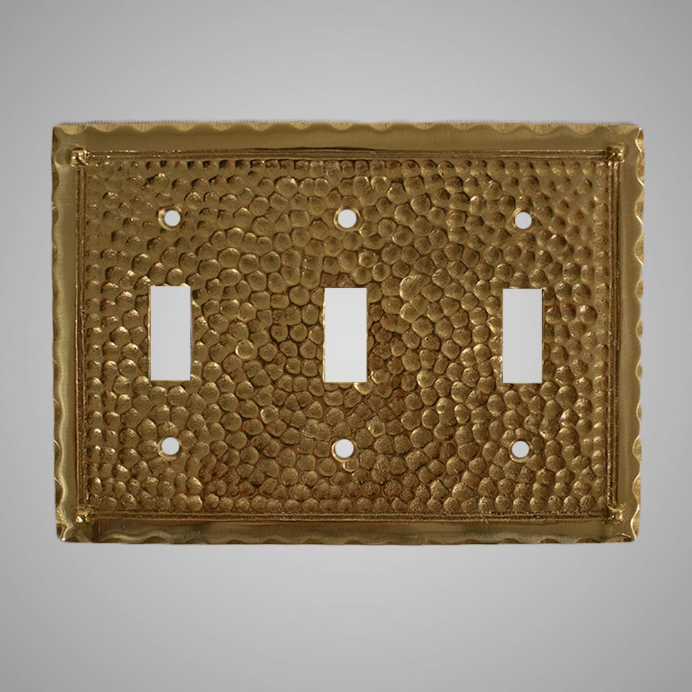 3 Gang Toggle Wall Switch Plate - Hammered Design
