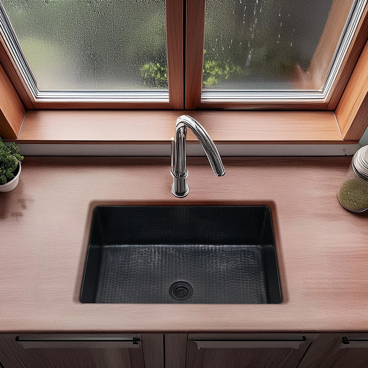 30" Acapulco Hammered Copper Single-Bowl Drop-In Kitchen Sink