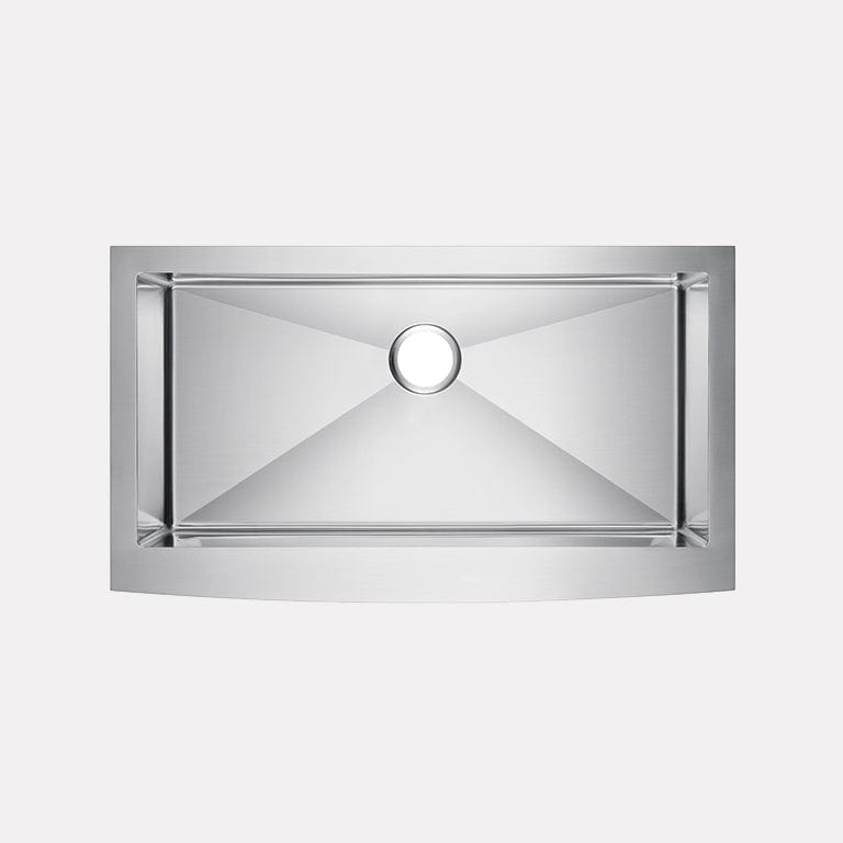 30" Calera Stainless Steel Single-Bowl Farmhouse Sink - Curved Apron