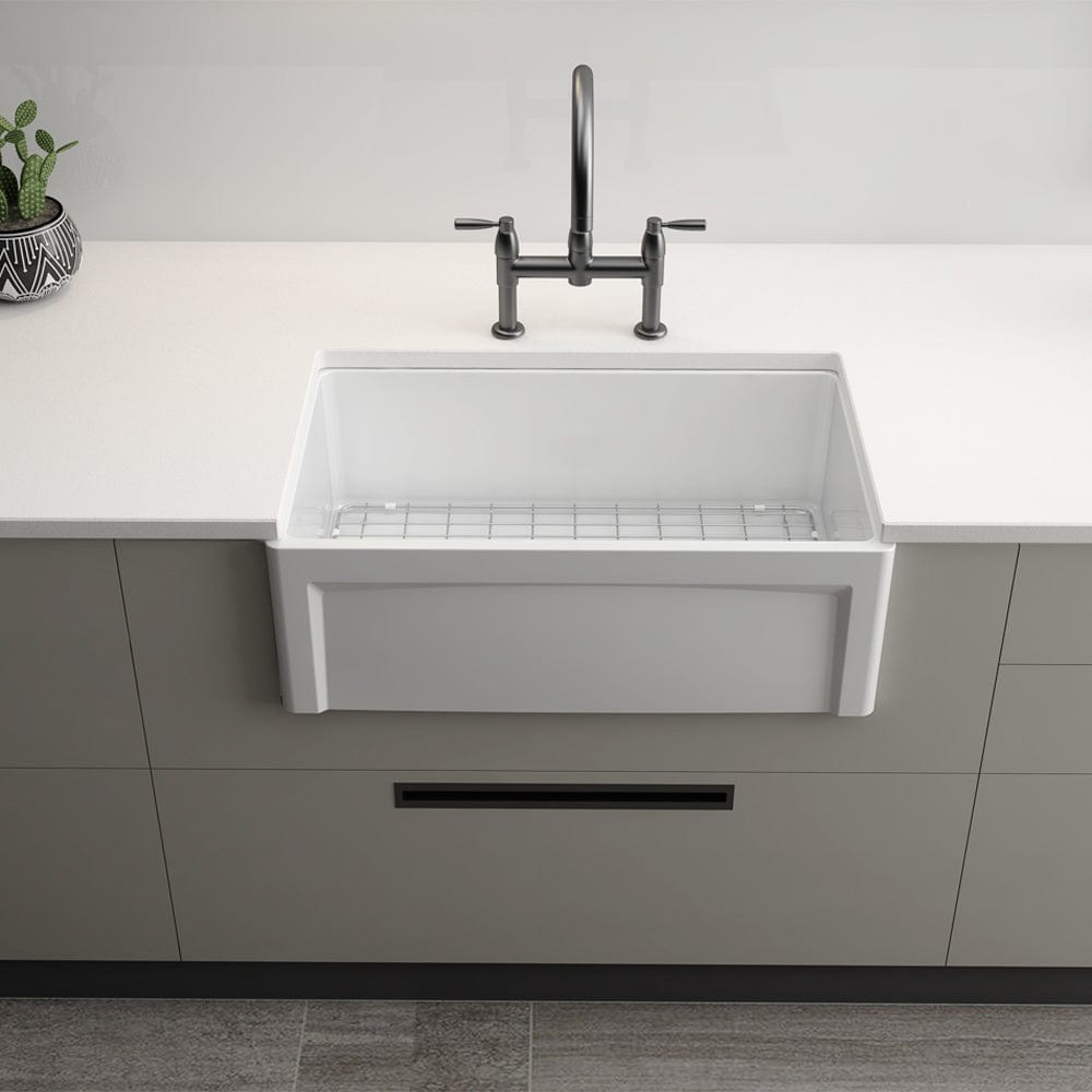 30" Dario Fireclay Farmhouse Workstation Sink