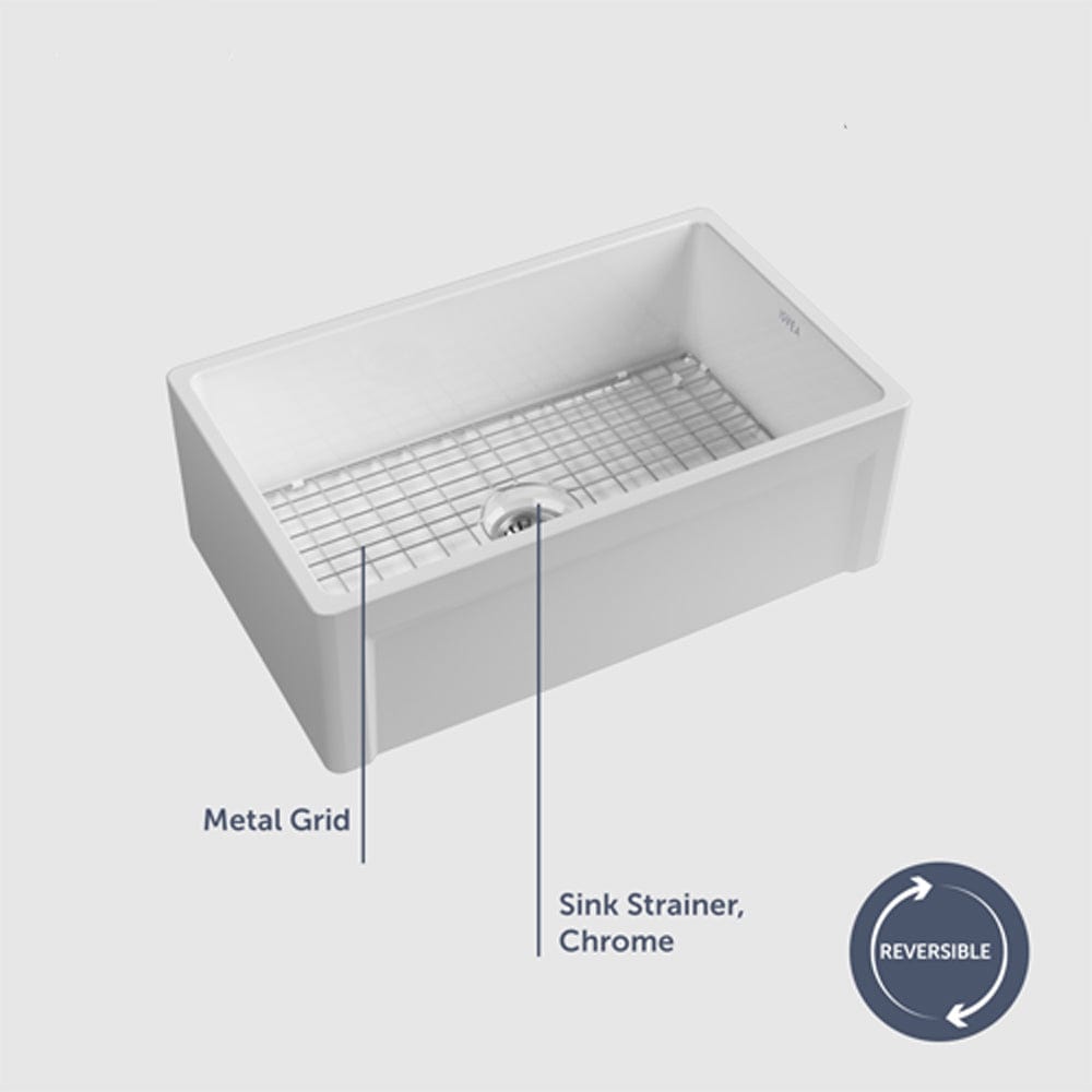 30" Dario Fireclay Farmhouse Workstation Sink