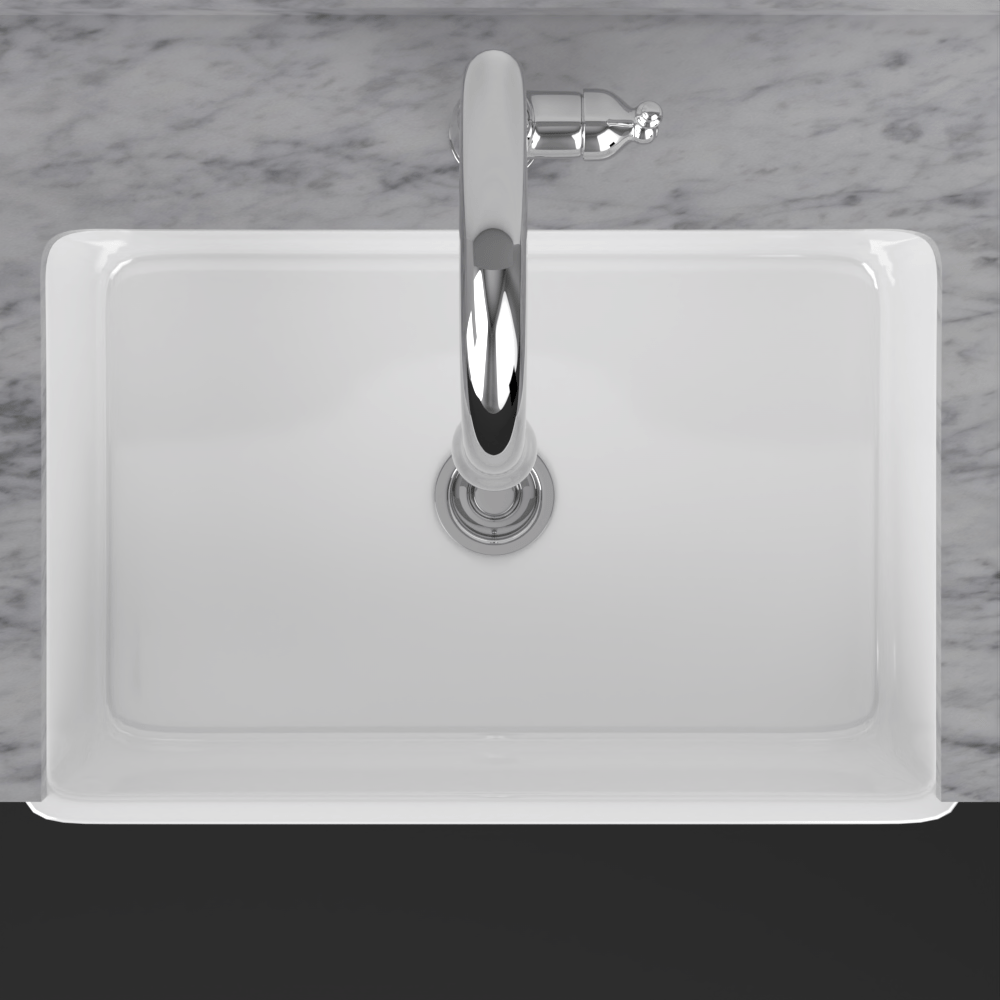 30" Furio Handcrafted Fireclay Single-Bowl Tuscany Motif Farmhouse B-Grade Sink - White