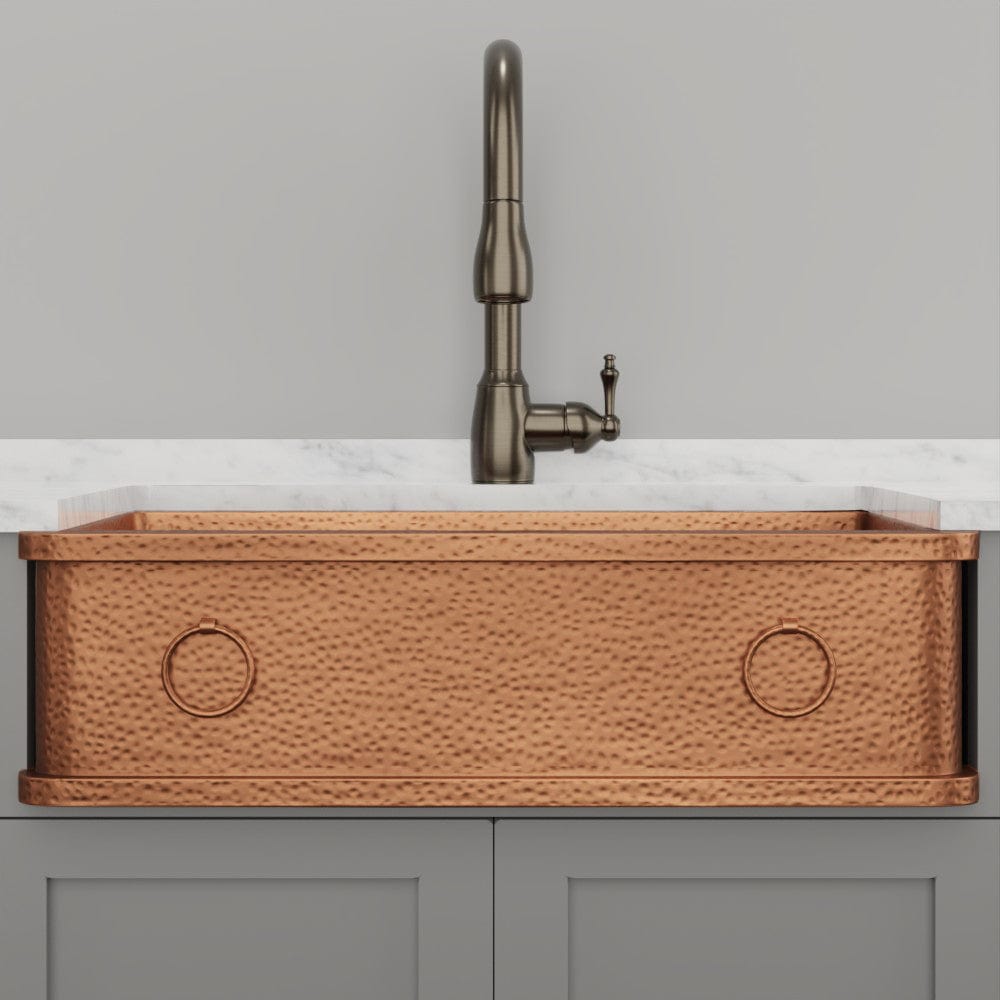 30" Galor Copper Single-Bowl Farmhouse Sink with Rings