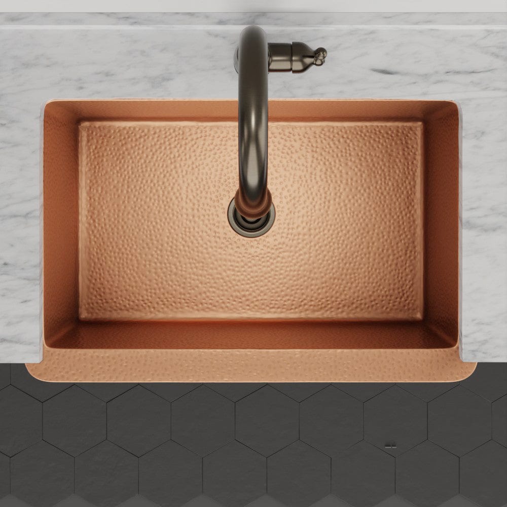 30" Galor Copper Single-Bowl Farmhouse Sink with Rings