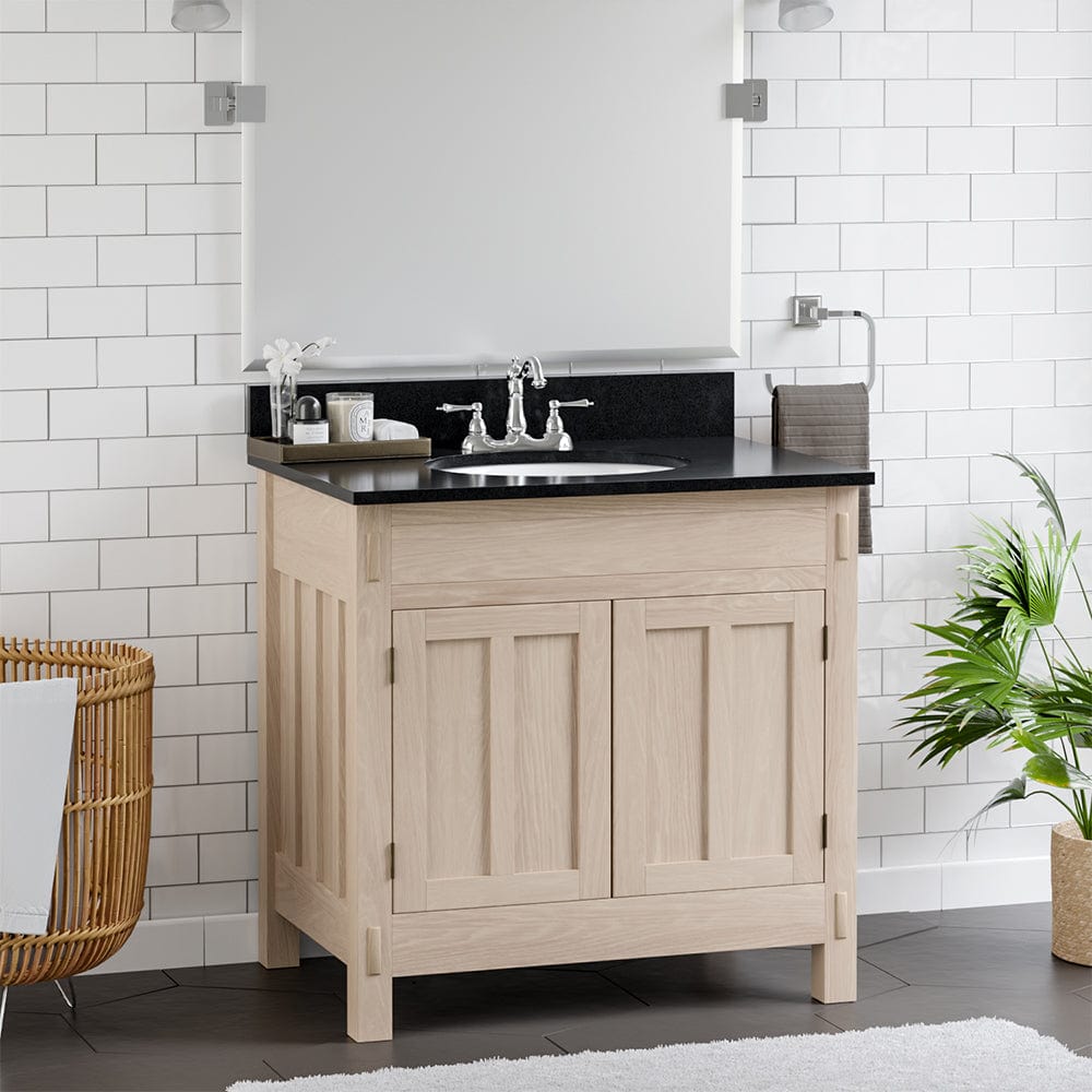 30" Mission Unfinished Red Oak Vanity for Undermount Sink