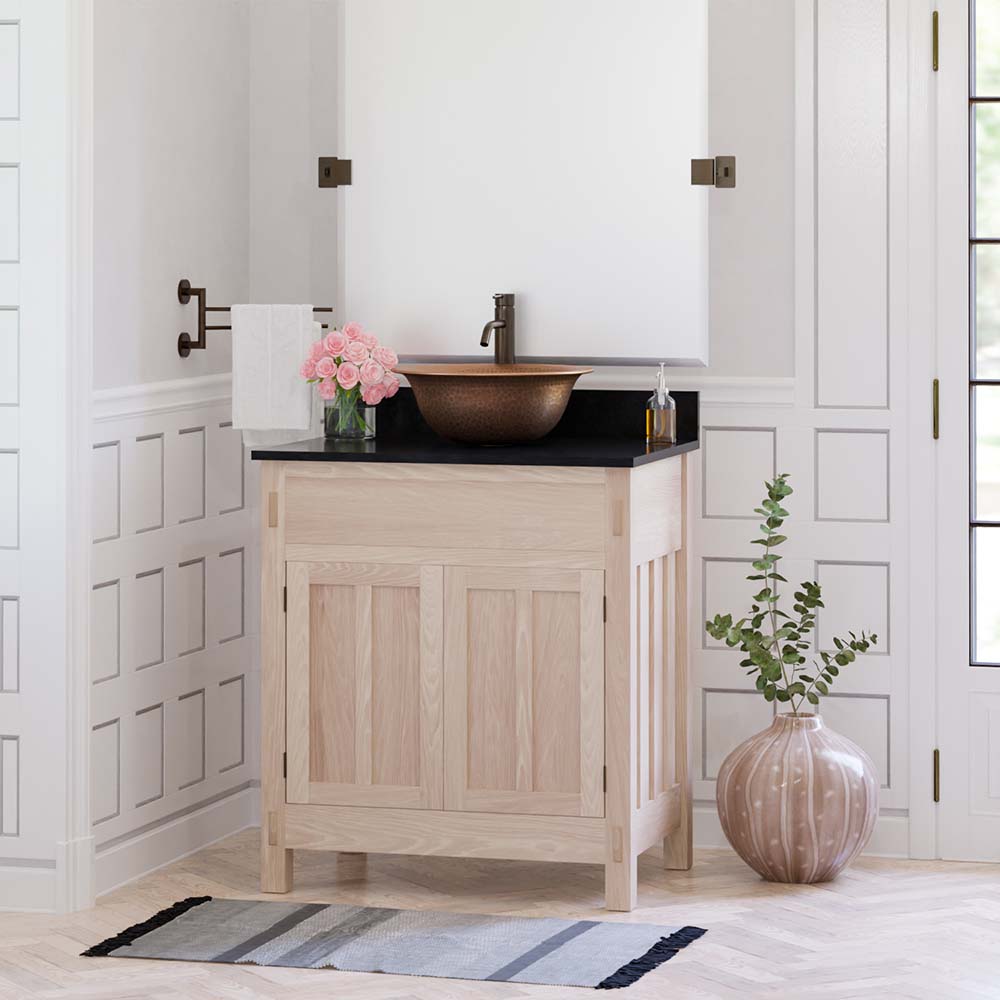 30" Mission Unfinished Red Oak Vanity for Vessel Sink - 34" Height